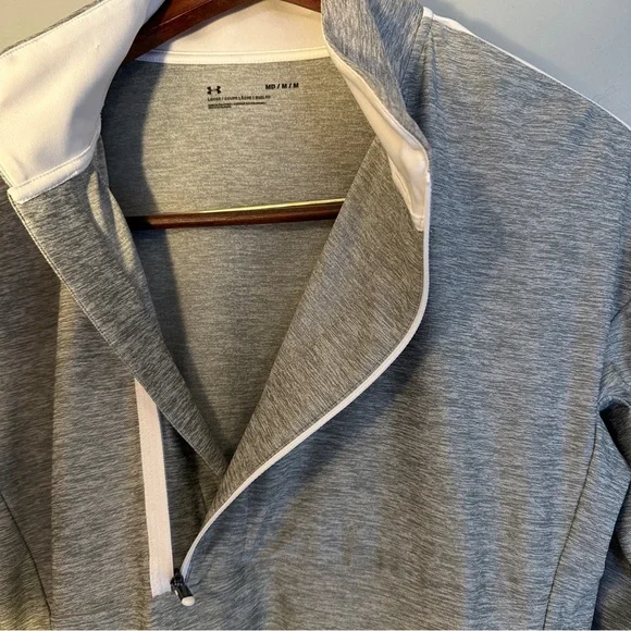 Under Armour Long Sleeve Dry Fit Zip Up Top Lightweight in Grey and White Size M - Picture 5 of 10
